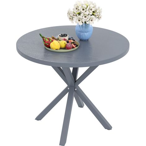 Outsunny Garden Table with Steel Frame, Wood Effect Top, for Balcony, Deck (1/5)