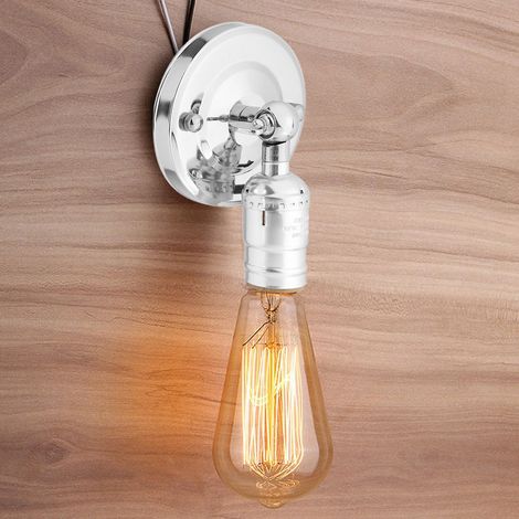 Douille E27 vintage pour applique murale avec interrupteur, idéale pour la décoration intérieure (220 V, argentée). (1/5)