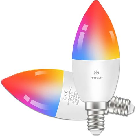 Ampoule Connectée WiFi LED E14 RGBCW, 2 PCS  Compatible avec et Google Home, Smart Life APP, Commande Vocale, Dimmable, Aucun Concentrateur Requis (1/5)