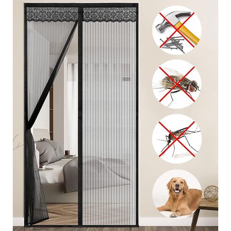 Moustiquaire magnétique de porte, rideau anti-moustiques 100x220cm à fermeture automatique (1/3)