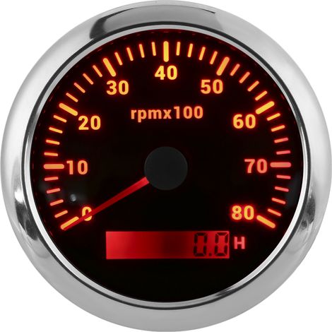 Compte-tours 85mm 0-8000tr/min IP67 étanche rétroéclairage 7 couleurs à aiguille pour bateau marine camping-car 9-32V noir (1/5)