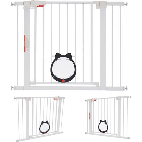 Barriere De Securite Chien Verrouillable Barrière pour Animaux De Compagnie Barrière Escalier Enfant,pour Chambre à Coucher, Couloir, Salon, Balcon, Escalier (Blanc, 93  76cm)