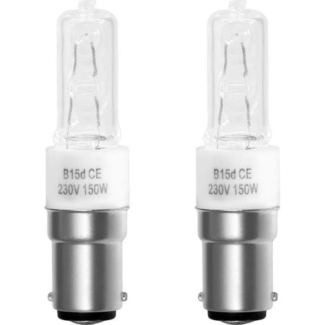 2 Pack Ampoule Halogène B15d 150W Dimmable, Blanc Chaud 2700K, 2870LM, AC 230V, Lampe Halogène Transparente, Socle en Céramique, pour Plafonnier, Lustre Lampes, Machine à Coudre, Applique (1/5)