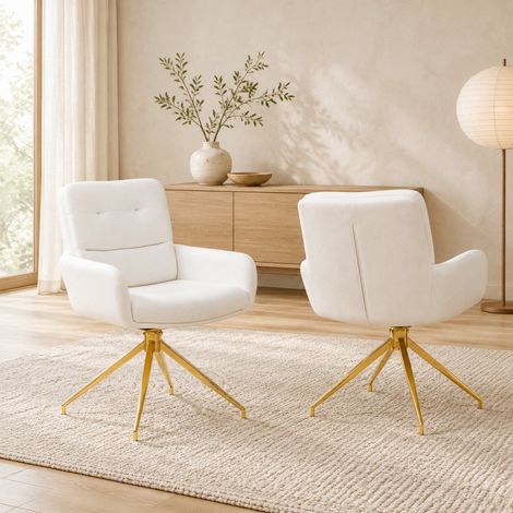 MEUBLIV Sedia da pranzo 55x50x85 cm bianca e oro girevole a 360° (1/5)