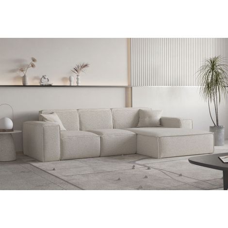 Ecksofa Designersofa CELES PREMIUM Stoff Ascot Bukla Beige Ottomane Rechts (1/3)