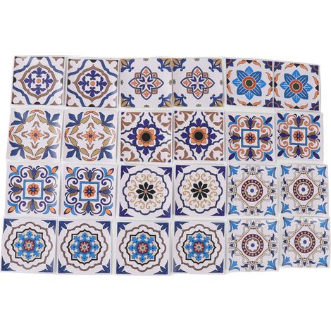 Lot de 24 autocollants carreaux de cuisine imperméables PVC anti-huile 15x15cm décoration murale (1/5)
