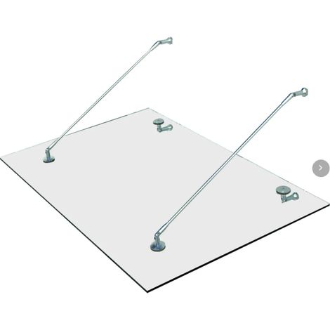 150x90 cm marquise de porte en verre trempé, auvent d'entrée avec supports inox 304, évacuation de l'eau réglable (1/5)