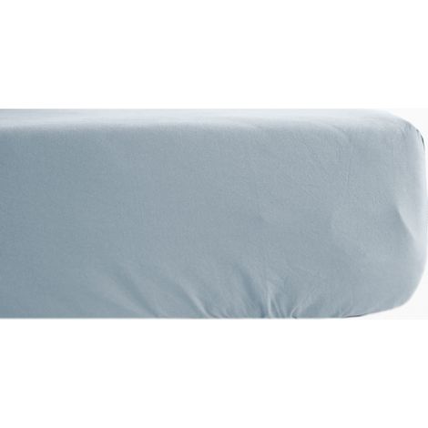 Spannbetttuch aus Perkal aus reiner, gekämmter, langstapeliger Baumwolle 80 Fäden/cm² mit 35 cm Mütze Südwind - Gletscher - 80 x 200 cm Mütze von 35 cm