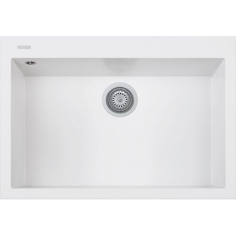 Lavello in quarzo da cucina incasso PLADOS Roxana vasca singola 76cm - Bianco Latte