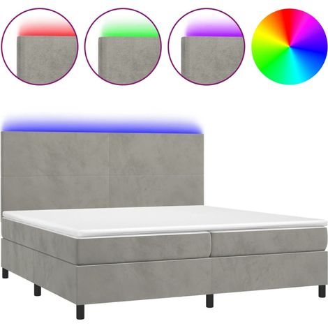 Maison Exclusive - Letto a Molle Materasso e LED Grigio Chiaro 200x200 cm Velluto (1/5)