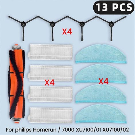 Para Homerun Serie 7000 XU7100/01 XU7100/02 Piezas de repuesto Filtro Cepillo lateral principal Mopa (()) (1/5)
