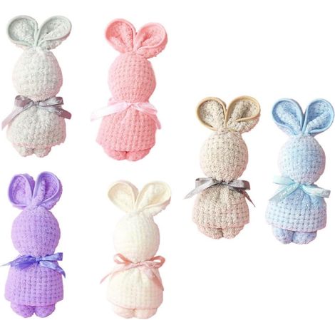 de 6 serviettes de toilette pour enfants motif lapin 3D