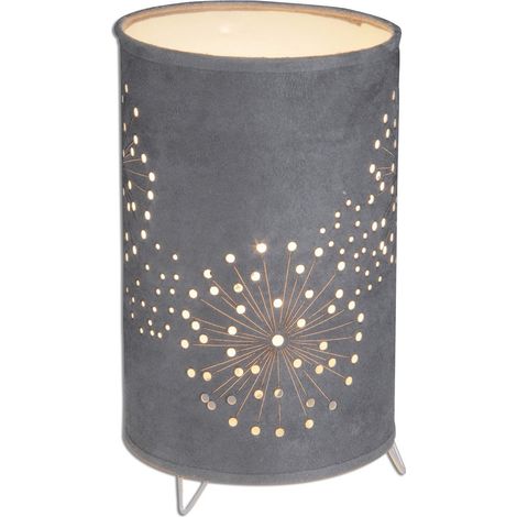 Lampe à poser en tissu gris avec abat-jour à motifs H 25 cm douille E14 - PANGIVO (1/3)
