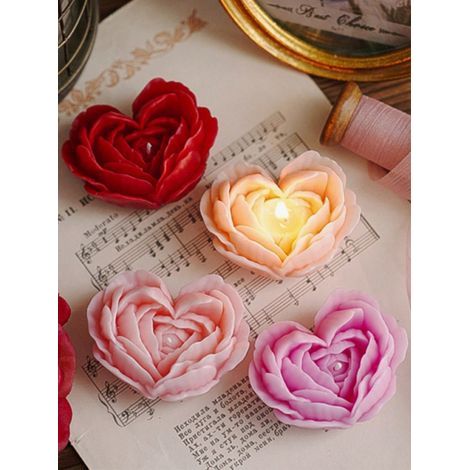 1 Stück Duftkerze „Rosenherz“, Valentinstagsgeschenk und Hochzeitseinladung, romantische rote Aromatherapiekerze (1/5)