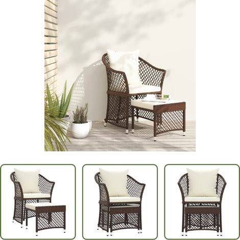 vidaXL Chaise de jardin - Salon de jardin 2 pcs avec coussins Marron Résine tressée (1/5)