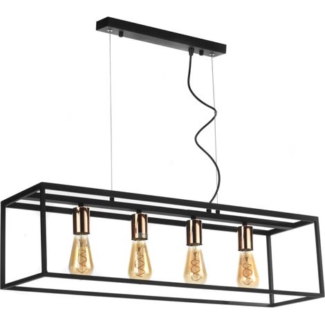 lampada a sospensione "floki" in metallo nero, e27 (1/4)