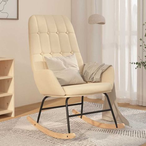vidaXL Silla mecedora de tela color crema (1/5)