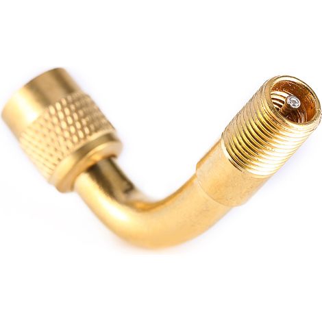 Adaptateur en laiton 90° pour valve de pneu auto, extension de tige de pneu d'air en métal (1/5)