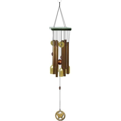 Carillon Éolien - Cuivre - Pendentifs Forme Monnaie Antique - Tuyaux Métalliques Longueurs Variables - Pour Balcon Jardin Extérieur - 1 Pièce (1/5)
