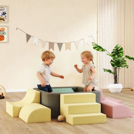 Parcours motricité bébé modulable conçu en mousse 7 pièces housse lavable conçu en velours côtelé 174 x 174 x 30 centimètres multicolore (1/4)