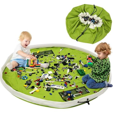 Grand Sac de Rangement pour Jouets en Coton - Tapis Organisateur 150 cm - Vert (1/5)