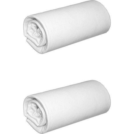 Lot de 2 draps housse jersey blanc bonnet 40 cm 90x190/200 (1/2)