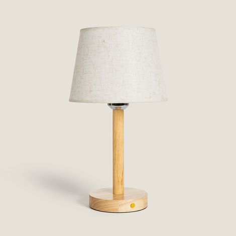 Lámpara de Mesa LED Portátil Madera con Batería USB Recargable Rowy Natural (1/5)