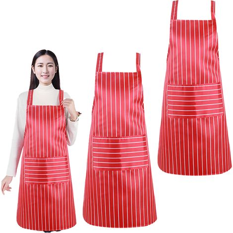 Tablier De Cuisine - Mélange Coton Polyester - À Bretelles Réglables - Poche Centrale - Pour Homme Et Femme - Lot De 2 (1/5)