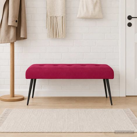 vidaXL Panchina con bottoni imbottiti Rosso Vino 110 x 40 x 46 cm