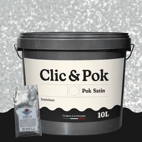Peinture Effet Pailleté pour Murs & Plafonds - POK PAILLETTE - 10L - Gris Perle (1/4)
