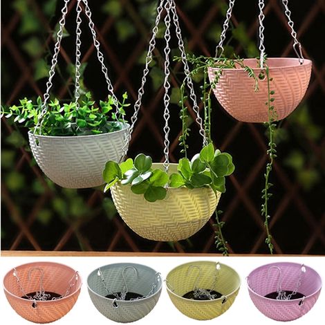 Panier à Fleurs - Avec Trous de Drainage et Bouchon - Chaîne de Suspension Incluse - Pour Intérieur et Extérieur - 15 x 8,5 cm - 1 Pièce (1/5)