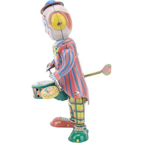 Clown à remontoir en tôle, clown rétro à mécanisme d'horlogerie, figurine de batteur, clown vintage, jouet pour enfants, décoration de bureau, ornement, cadeau d'invité (1/5)