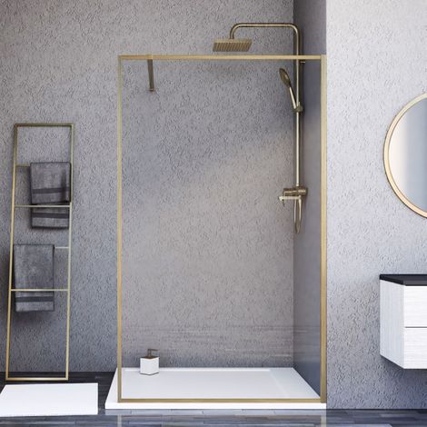 Essebagno Square Paroi de douche verre anticalcaire et aluminium cadre complet 120 x 200 Or Brossé