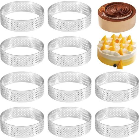 10 cercles à gâteaux en acier inoxydable – 8 cm – Moules à biscuits en acier inoxydable – avec trous d'aération (1/5)