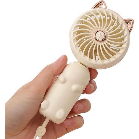 Mini ventilatore USB (bianco) con batteria e 3 velocità, piccolo e grazioso ventilatore elettrico da viaggio. (1/5)