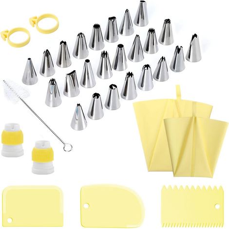 34 Douille à Pâtisserie Pétale en Acier Inoxydable pour Décoration de Gâteaux, Tarte, Biscuits, Cupcakes, Gâteau et Cookies(Jaune) (1/5)