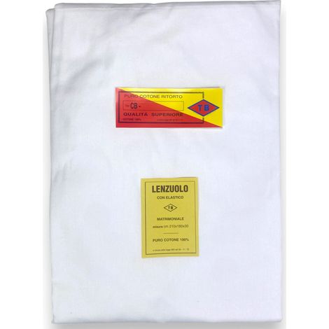 Coprimaterasso TB Poirino in cotone ritorto, adatto a materassi super alti fino a 30 cm - 3 misure Cm. 180x210x30 (1/3)