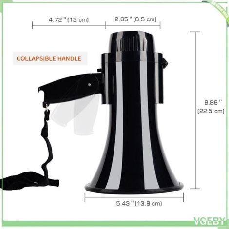 Mégaphone portable V GEBY - Haut-parleur de 30W - Enregistrement de 240s - Ouvre-bouteille - Noir (1/4)