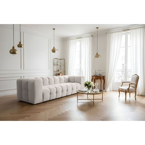 Sofa Designersofa SOLVIE 4-Sitzer in Stoff Moly Creme (1/4)