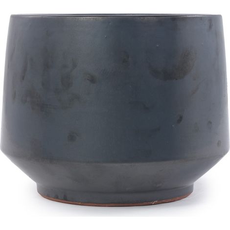 Set 3 vasi in ceramica nera opaca Ø 38 28 22 cm con foro di drenaggio (1/5)
