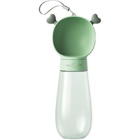 Tragbare Wasserflasche für Haustiere, 600/350 ml, grün, Größe L, ideal für Spaziergänge und Reisen im Freien.