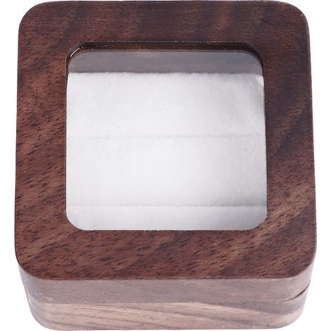 Boîte en bois pour cérémonie de mariage avec couvercle transparent - Idéale pour fiançailles et demande en mariage (1/5)