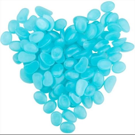 Lot de 100pcs Galets Phosphoresecents Pierre Lumineuse Bleu, Pierres Décoratives Extérieur pour Jardin, Chemins, Cour (1/4)