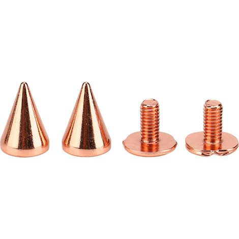 100 jeux de rivets, clous coniques, vis en métal plaqué or rose haute dureté, goujons arrière 7x10mm, adaptés à la confection de vêtements et de chaussures. (1/5)