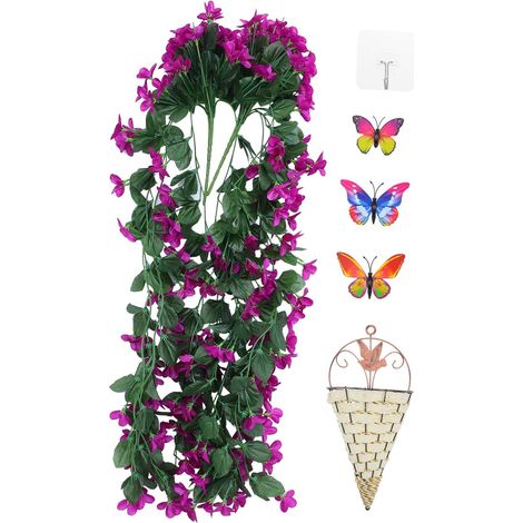 Fleur Violette Artificielle Suspendue 1 Set Ldpe Pourpre (1/5)