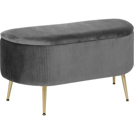 Banc Coffre en Velours "Solaro" 100cm Gris (1/5)