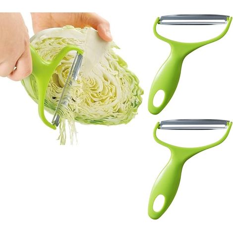 2 piezas de picador de repollo verde, cortador de verduras, rebanador de repollo, pelador de frutas, pelador de verduras, pelador de papas, raspador de repollo, para uso familiar en el comedor, longit (1/5)