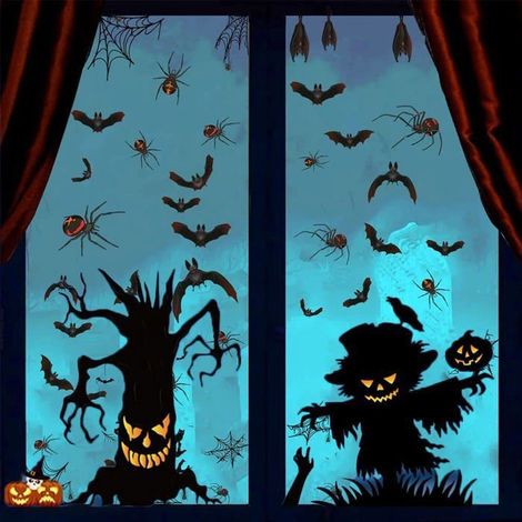 Autocollant de fenêtre d'Halloween Autocollant de fenêtre statique avec autocollant de fenêtre en PVC en toile d' KIT DE DECORATION (1/5)