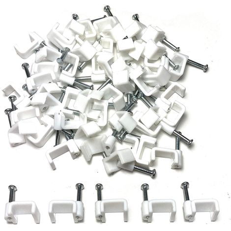 Cable Tie - Fixation Clip Pour Câble Électrique - Pour Bois Béton Plâtre Brique - Résistant Aux Intempéries - 50 Pièces - 10 mm (1/5)