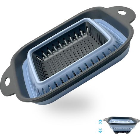 1 Passoire Pliable, Silicone Alimentaire, Design Carré Compact, Pour Évier Et Cuisine